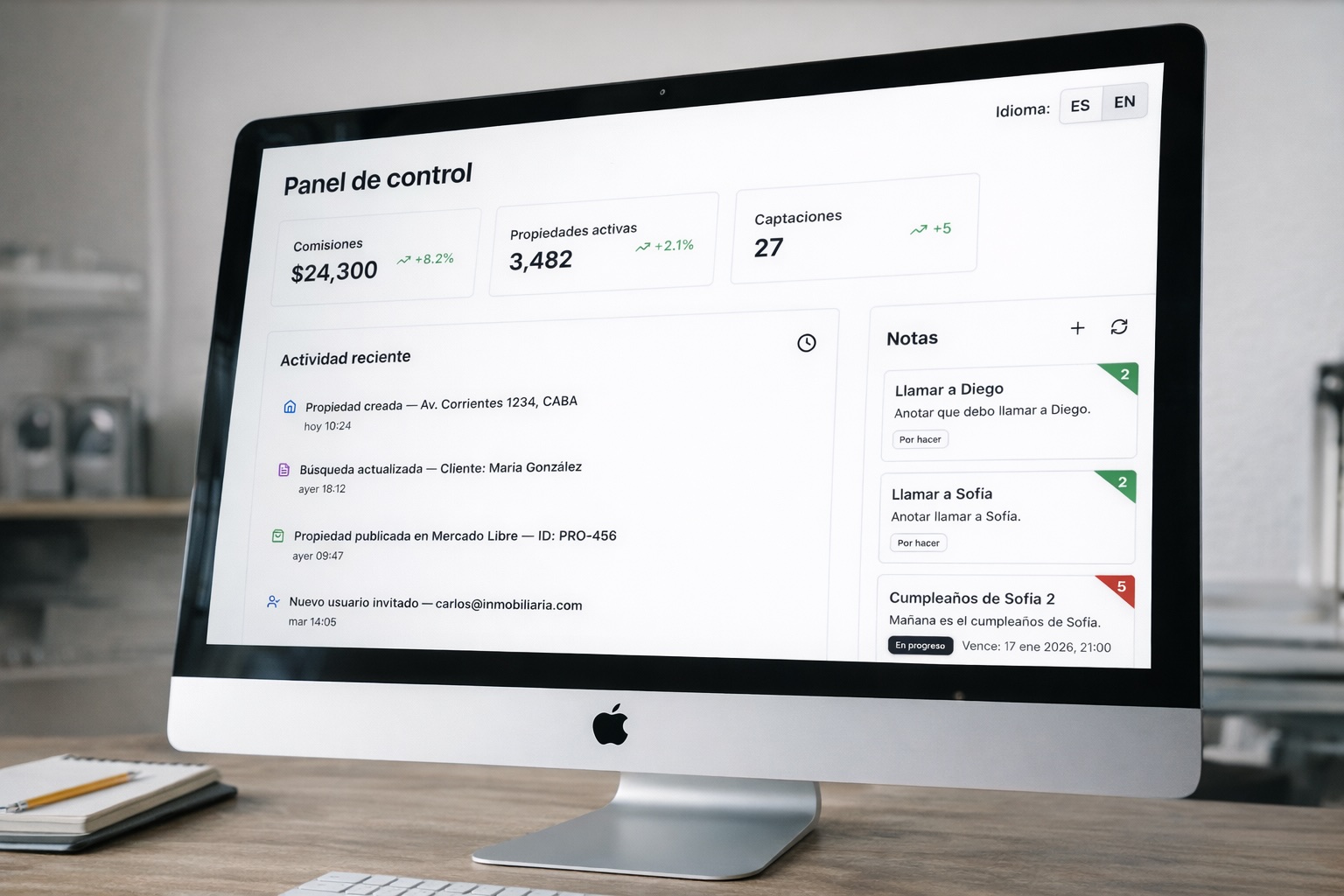 Dashboard del backoffice Urbanube